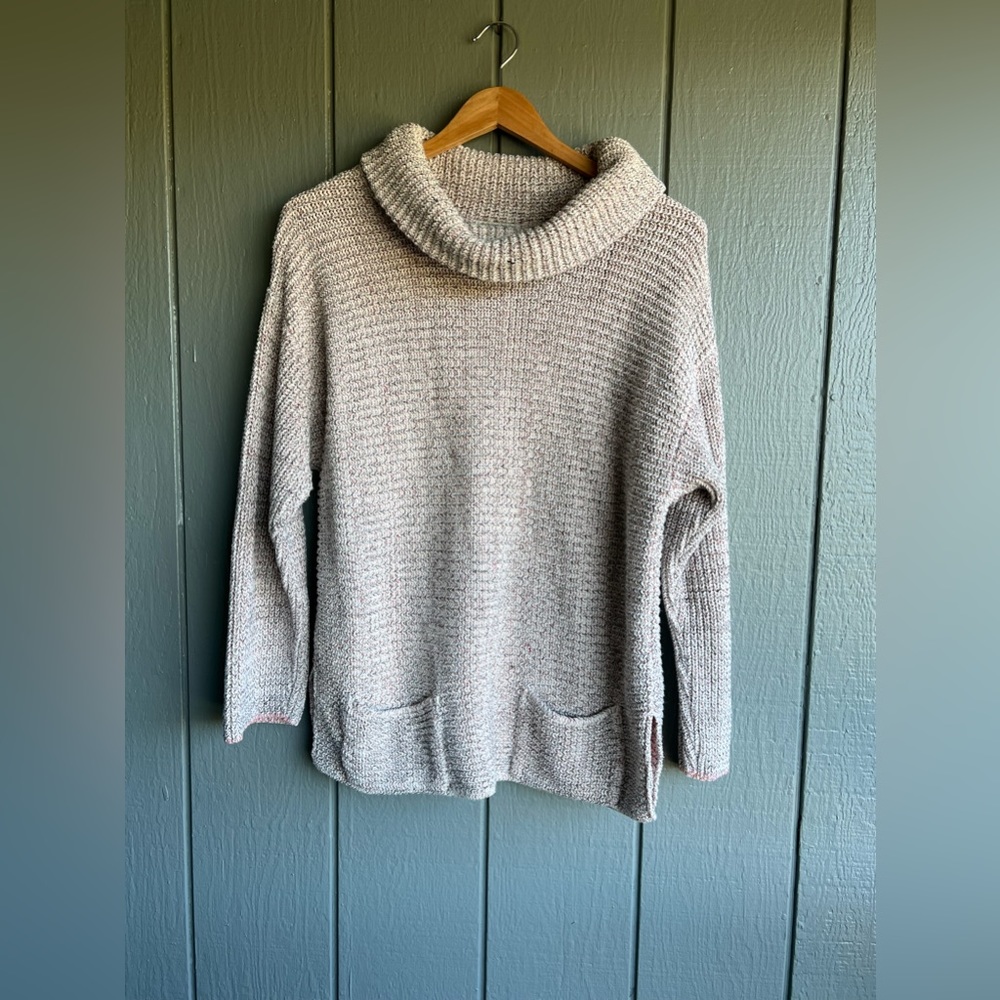 Margaret Winters New York Cream Red Black Cowl Neck Oversized Winter Sweater